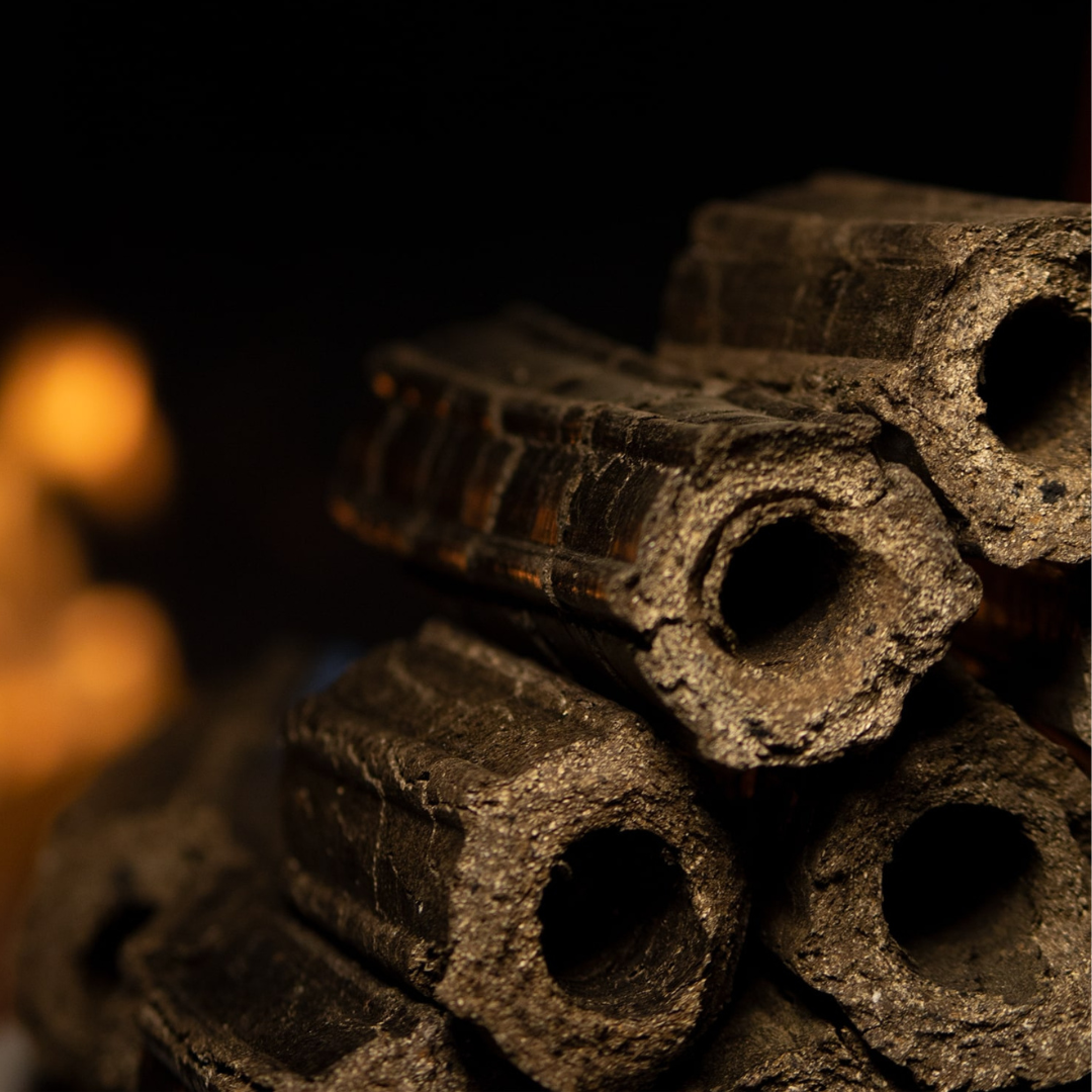 Leños de cáscara de coco para fogatas y chimeneas 🔥