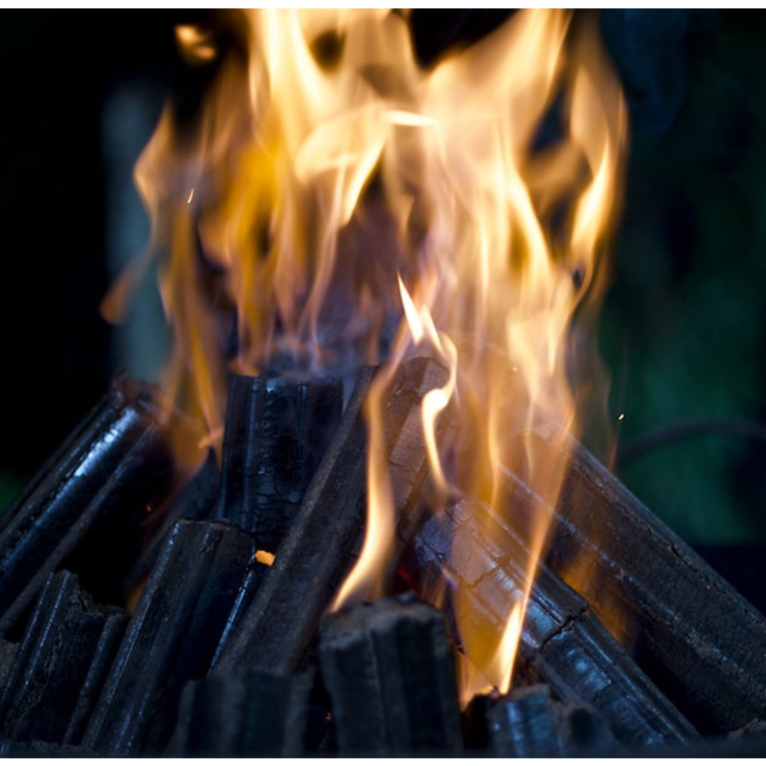 Leños de cáscara de coco para fogatas y chimeneas 🔥