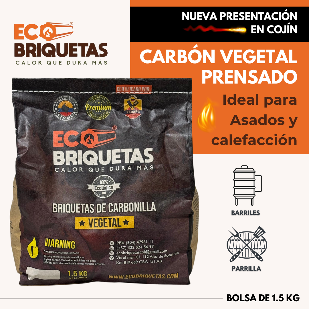 Briquetas en forma de cojín de carbón vegetal prensado y cáscara de coco para barril y parrilla
