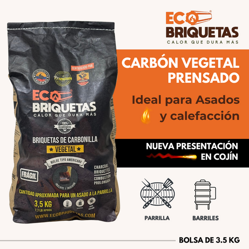 Briquetas en forma de cojín de carbón vegetal prensado y cáscara de coco para barril y parrilla