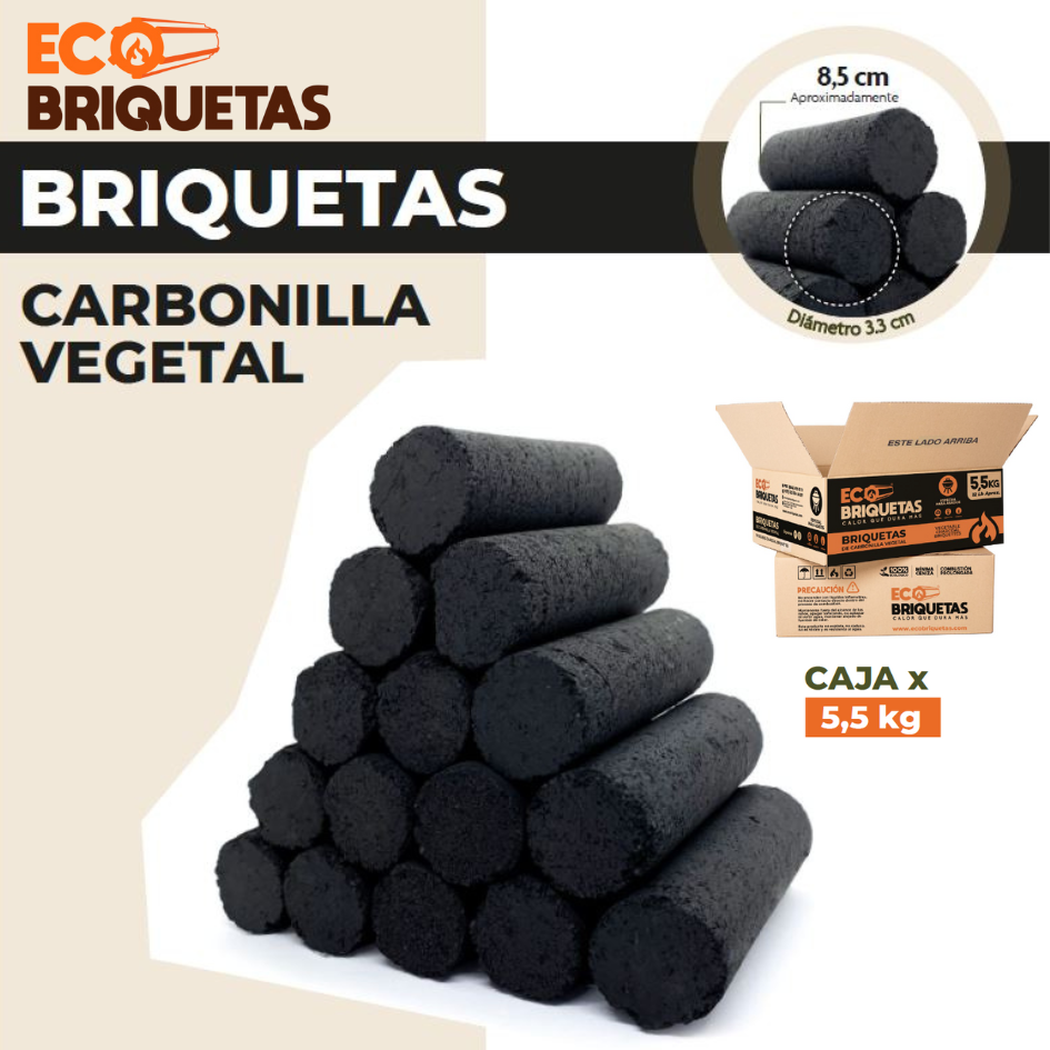 Briquetas en forma de cilindro, con carbón vegetal prensado y cáscara de coco para barril y parrilla  🔥